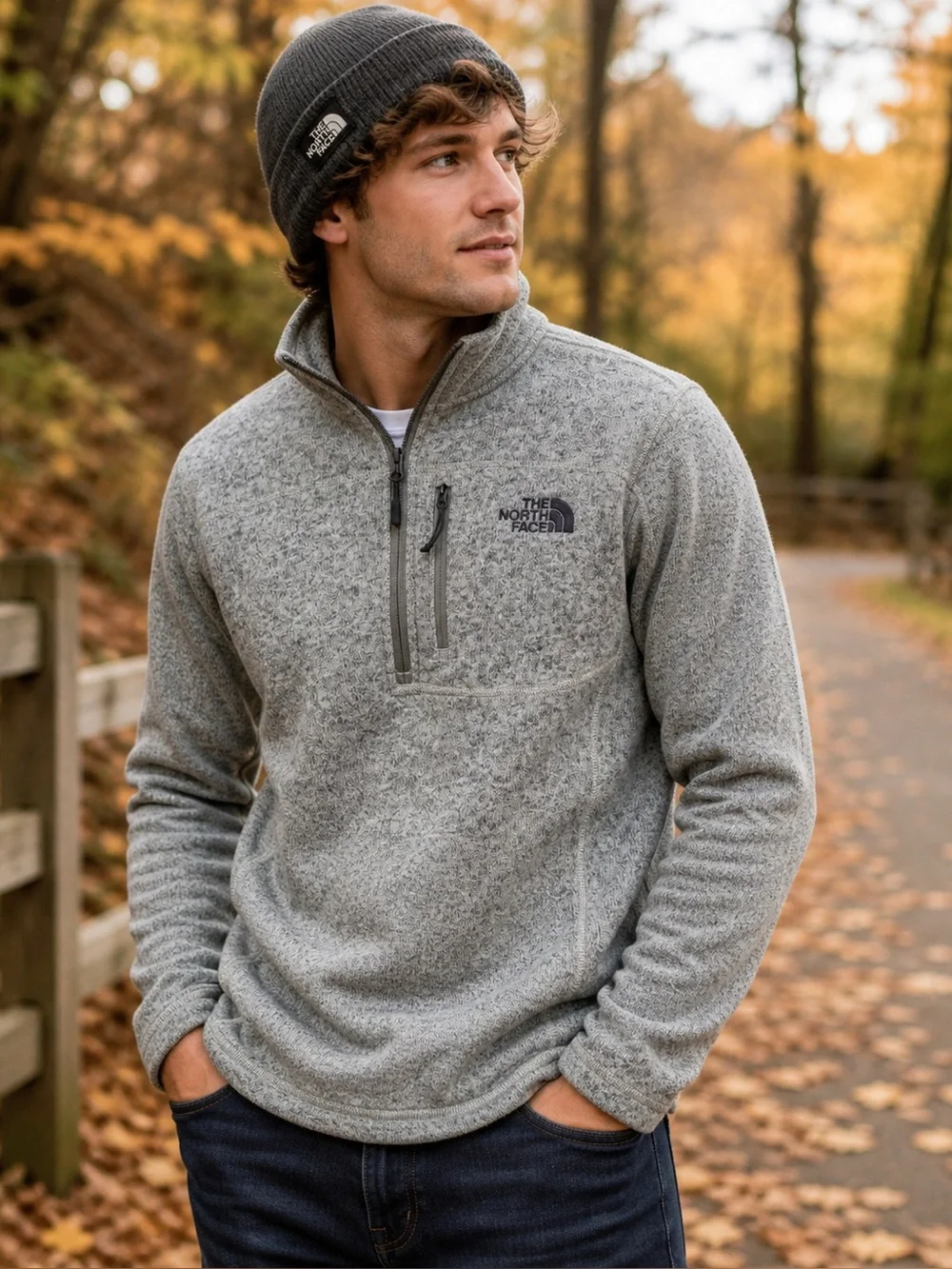The North Face Men’s S Gray Quarter Zip Sweater Fleece Pullover